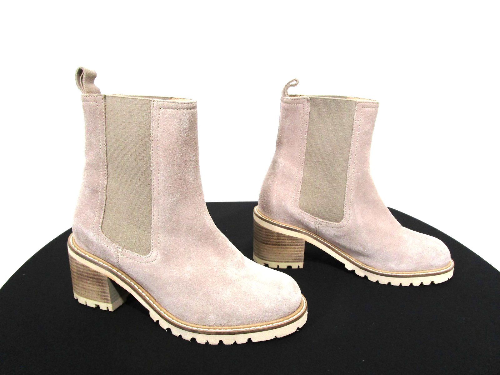 SAOLA Stivali Chelsea Seychelles grigio chiaro scamosciati tacco medio suola a strappo donna 6 5