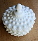 Vtg Fenton Hobnail White Milk Glass 6" Candy Dish With Lid