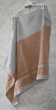 RACHEL ZOE 100 Cashmere Topper Poncho Wrap Sweater Camel/Gray Women's ONE SIZE