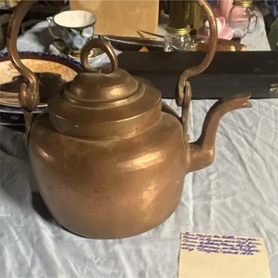 Antique Copper Tea Pot Marked 'MAT' Collectible Russia Circa 1850 Unique Vintage