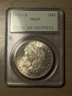 1881 S Morgan Silver Dollar PCGS Rattler MS 65