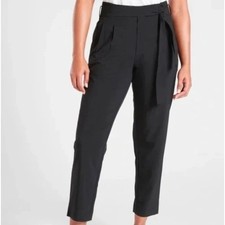 Athleta Skyline Pant Black Sz 8 Travel Jogger Tie Waist UPF 50 Recycled Fabric