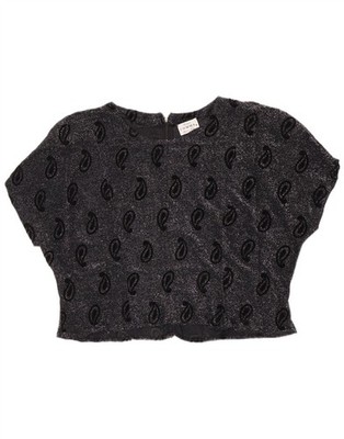 Comma Damen bauchfreies Blusentop UK 16 Large schwarz Paisley DB03