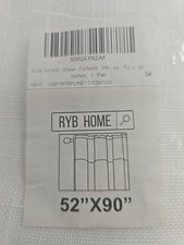 Ryb Home Sheer Curtains 52x90 1 Pair