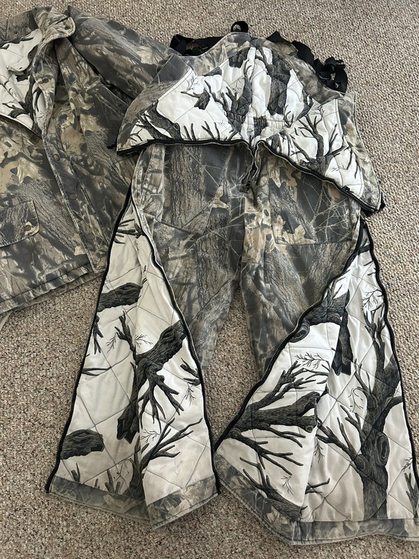 Vintage Field and Stream Reversible Camo/White Tree Insulated Coat & Bibs Xl 90s