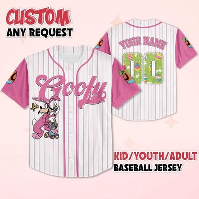 Custom Bunny Goofy Dog Happy Easter Spring Egg Hunt Baseball Jersey Shirt