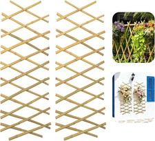 2Pcs 200CM x 30CM Natural Bamboo Expandable Plant Trellis, Garden Wall