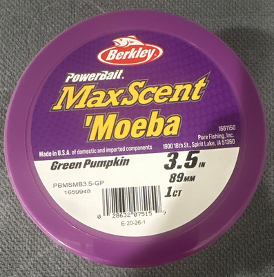 Berkley PowerBait MaxScent Moeba Soft Plastic 3.5in Green Pumpkin 1pk