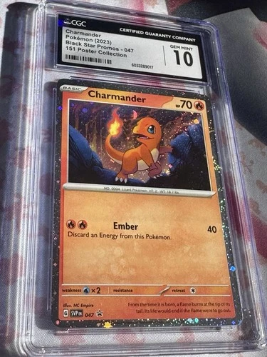 Charmander CGC 10 💎 Black Star Promo 047 151 Poster Collection 🔥 Free Shipping