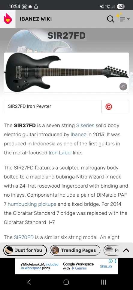 Ibanez SIR27FD Ironal Label 7 String Saber - image 4 of 4