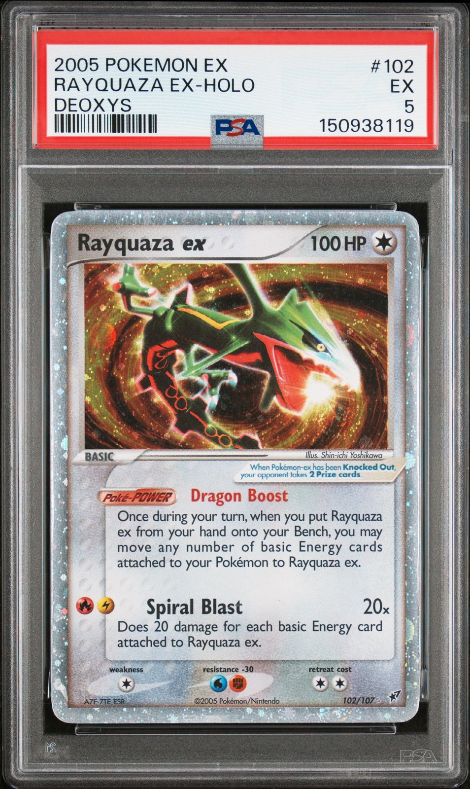 2005 POKEMON EX DEOXYS #102 RAYQUAZA EX-HOLO PSA 5