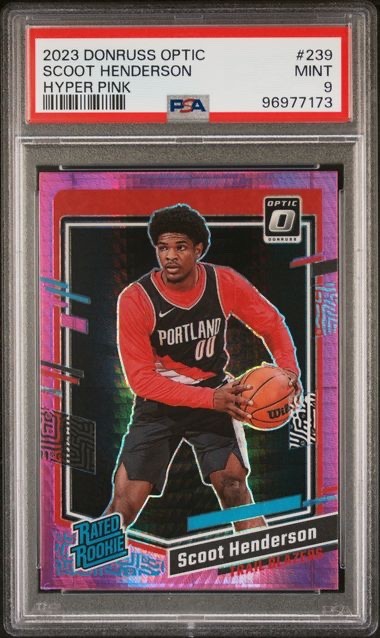 2023 Donruss Optic #239 Scoot Henderson Hyper Pink Prizm PSA 9 Mint