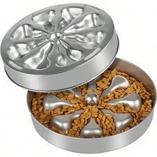 Stainless Steel Slow Feeder Dog Bowl Large 5 Cup Metal Non Slip Puzzle Feeder Bo