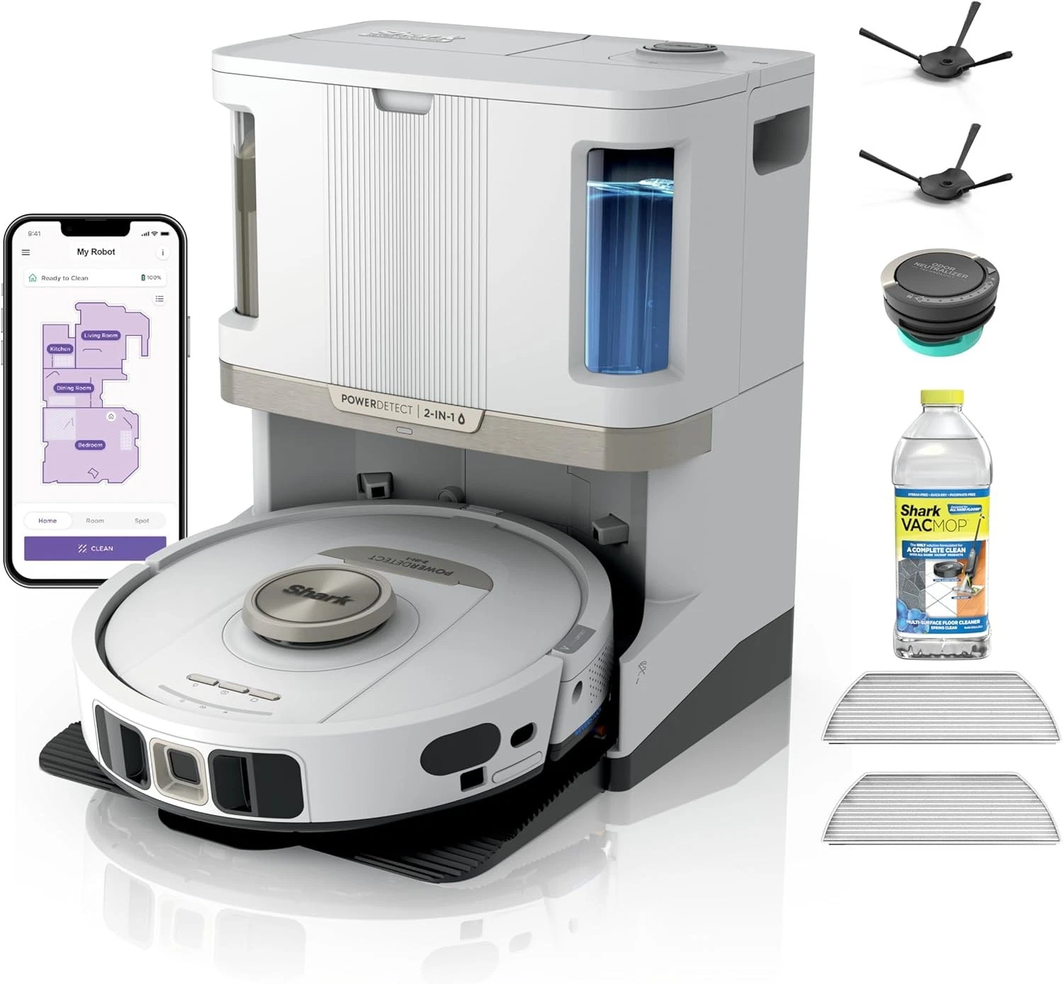 New - Shark Robot Vacuum & Mop, Self-Empty, Self-Refill (White, RV2820ZEWH)