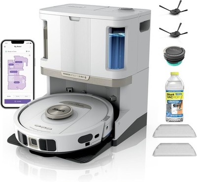 New - Shark Robot Vacuum & Mop, Self-Empty, Self-Refill (White, RV2820ZEWH)