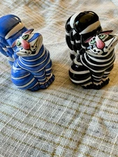 Vintage Lynda Corneille Swak Salt & Pepper Shaker Tiger Ceramic Set