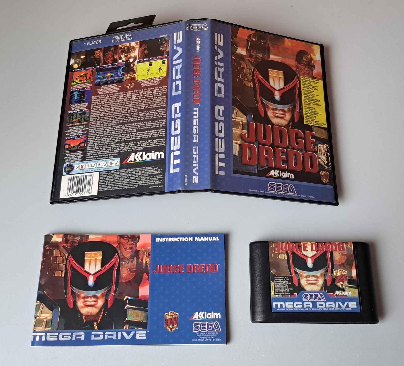 JUDGE DREDD sega megadrive PAL + cristal box COMPLET