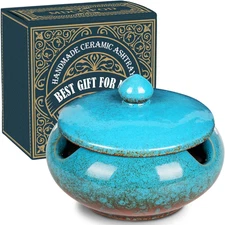 Ceramic Ashtray with Lids Cigar Accessories Outdoor Windproof Ashtrays for Cigar