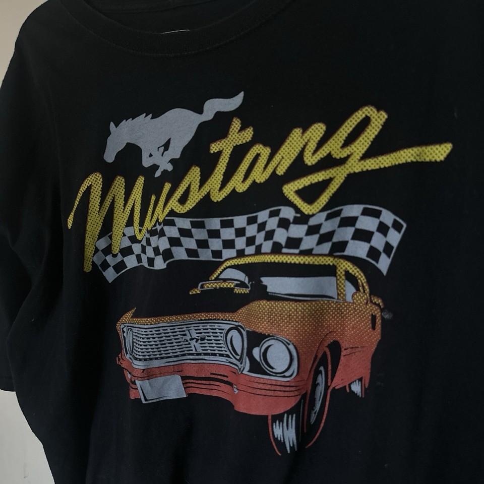 Ford Mustang Shirt Men's XL Black Short Sleeve Graphic Print Retro EUC ...