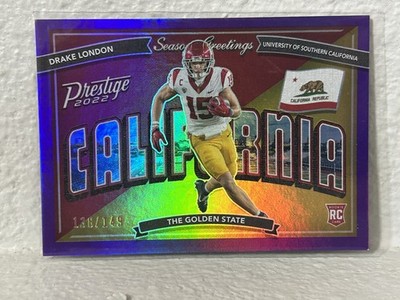 2022 Prestige Drake London Rookie Seasons Greetings XP Purple Holo #SG-9 RC /149