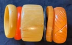 antique vintage bakelite bracelet earrings lot - 9 items total