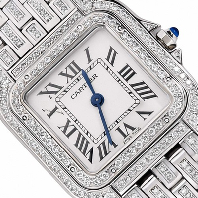 #ad NEW 27mm Panthère De Cartier WSPN0007 5CTW Diamond Custom White Dial Watch $5950.00