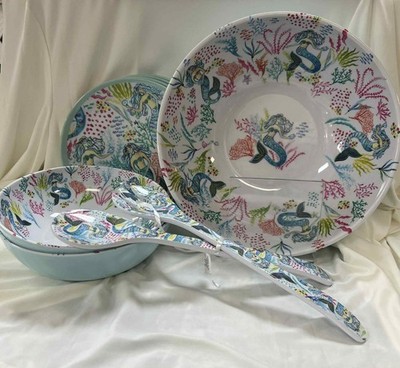 Melamine Mermaid Plate Set   Durable Ocean-Inspired Dinnerware