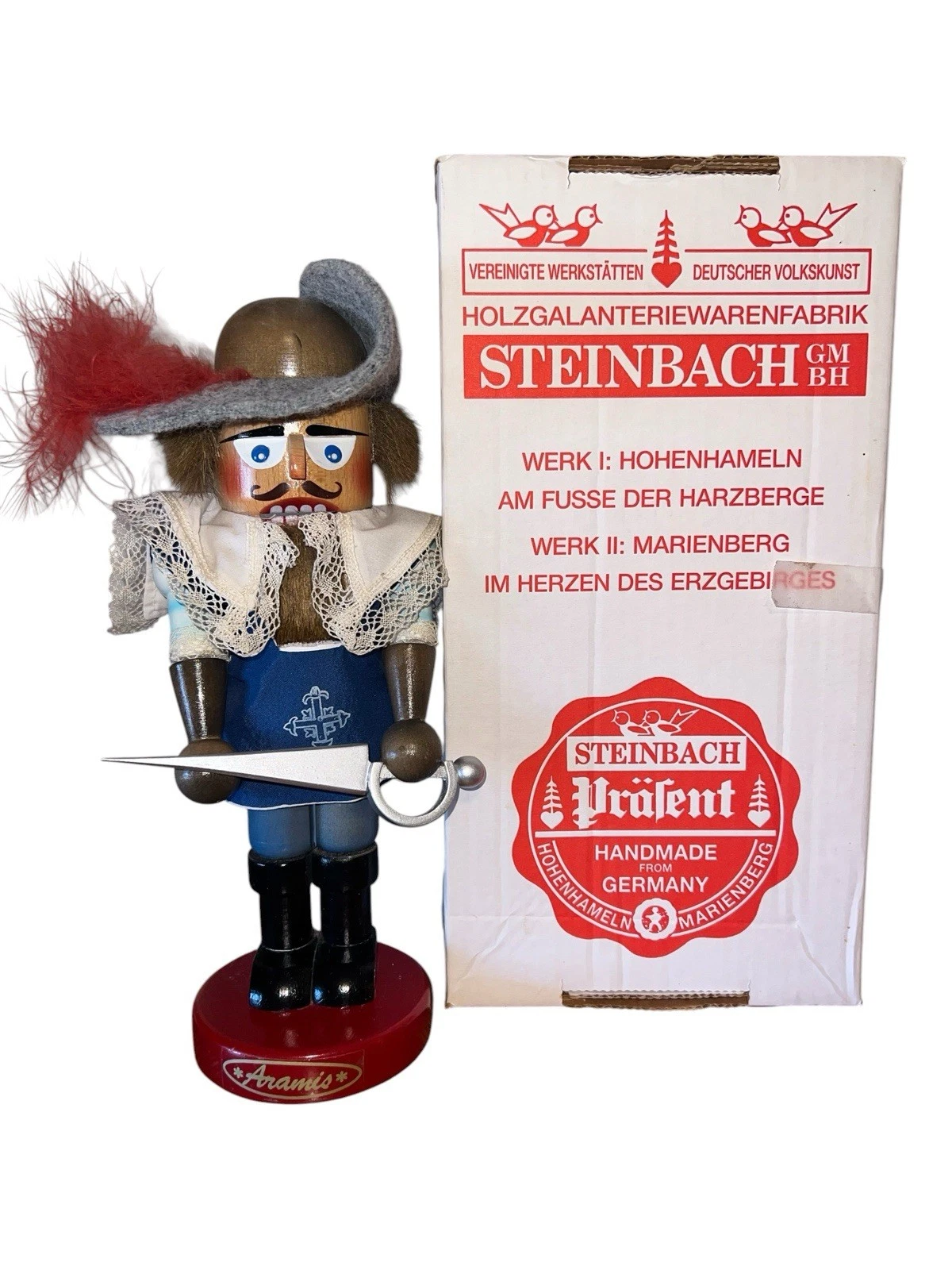 Steinbach German Wooden Nutcracker Chubby “MUSKETEER ARAMIS” S722 3261/7500