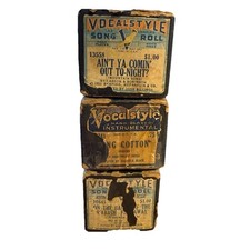 Vocalstyle Piano Song Rolls Lot 3 Ain’t Ya Comin Out Tonight Wabash King Cotton