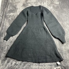 Chic ven Black Puff Sleeve Sweater Dress Size M NWT