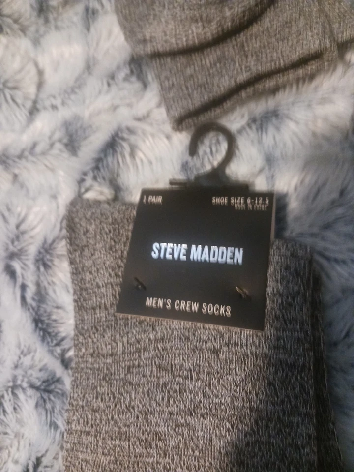 Steve Madden Calcetines Para Hombre Talla 10-13 Zapato Talla 6-12.5 Gris Aguacate Mezcla Algodón Foto 3 de 4
