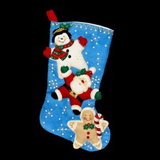BUCILLA Christmas Stars 18" Handmade felt stocking Finished Sequin Kit 86300