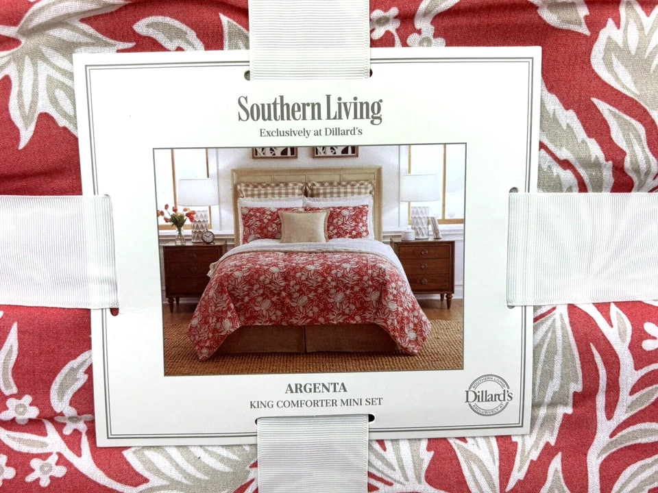 Juego de edredón floral giratorio Southern Living KING Argenta Voile coral ligero Foto 3 de 4