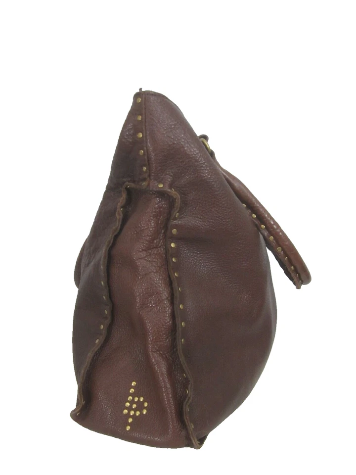 Bolso de Mano Linea Pelle Italiano Cuero Marrón Hobo Hombro Tachonado Grande Italia Foto 3 de 4
