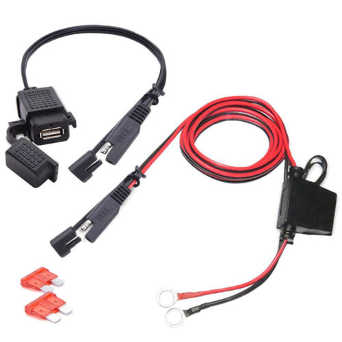 Motorcycle USB Charger Waterproof SAE to USB Cable Adapter Phone GPS Tablets B - Afbeelding 1 van 15