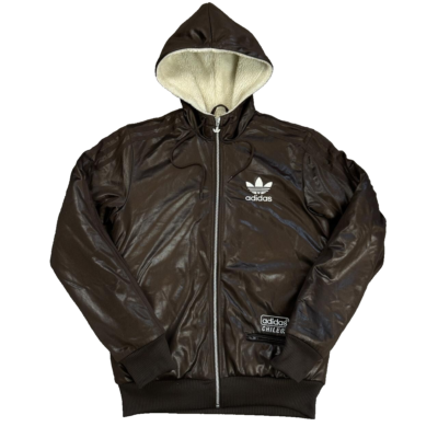 Adidas Track Jacket Vintage Adidas Adidas Firebird Jacke Schwarz Gold Adidas Chile 62 Brown Sherpa Fleece Brown Bomber Jacket Wet Look Shiny Size  XS UK