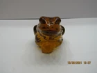 FENTON ART GLASS 2009 "LENOX" AUTUMN GOLD FROG FIGURINE W/HP FLORAL