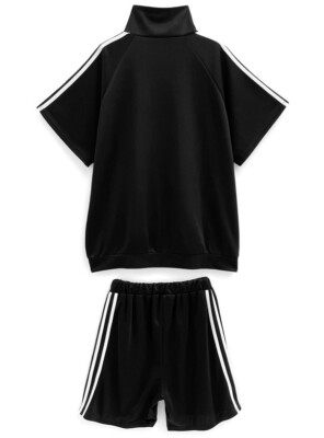 Kuromi Active Wear Short Sleeve Zip Jacket & Shorts Set Black