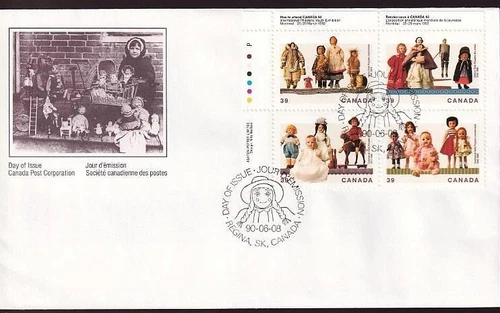 Canada FDC 1990 Dolls 1840-1960, UL PB sc#1277a