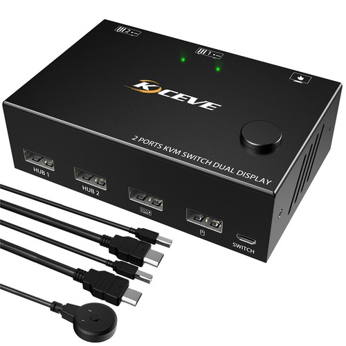 2 In 2 Out HDMI KVM Switch 2 Ports USB Dual Monitor 2 Computer Control Switch