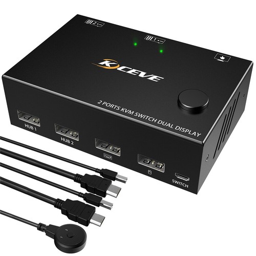 Upgrated 4K HDMI KVM Switch Dual Monitor Switcher 2 In 2 Out 2 Computer Control - Bild 1 von 12