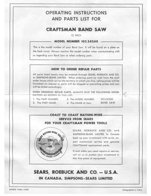 Craftsman 103.24260 12\