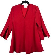 ASOS Womens Split Sleeve Swing Dress Lined Size 6 Red Above the Knee