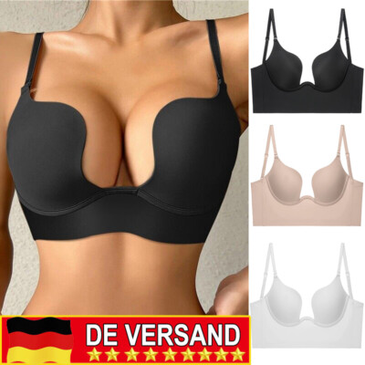 Rückenlos Damen BH Push Up BHs Bustier Body Shaper Unsichtbar U Plunge mit Bügel