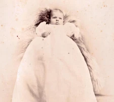 1890s Infant Baby Cabinet Card - Vtg Photo 4.25x6.5 White Dress Antique READ