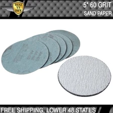 10PCS 5Inch Dry 60 Grit Auto Sanding Disc Sandpaper Sheets Sand Paper PSA