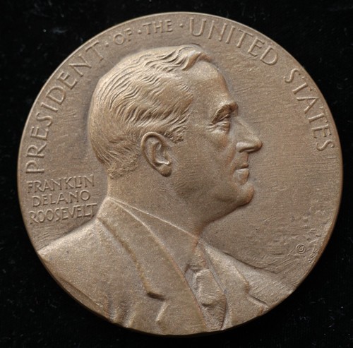 KAPPYSCOINS G9361 FDR FRANKLIN D. ROOSEVELT  1945 IN MEMORIAM 3" BRONZE MEDAL
