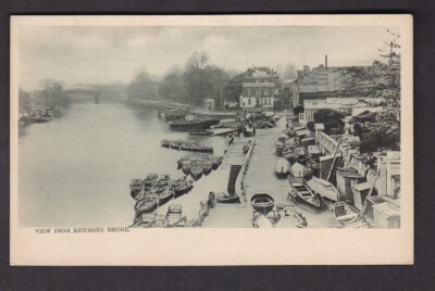 LONDON Themse Leben .. RICHMOND Blick von Bridge Bridge um 1900 Postkarte