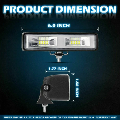 2X 6inch LED Work Strip Light Bar Flood Pods Fog Lamp Offroad Driving Truck 4WD - Picture 3 of 21