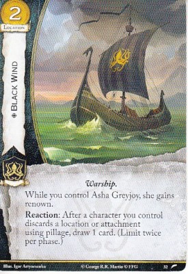 3 x Black Wind AGoT LCG 2.0 Game of Thrones Journey to Oldtown 32